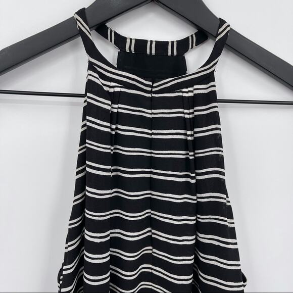 A.L.C 100% Silk Black Stripe Halter Dress - Picture 2 of 7